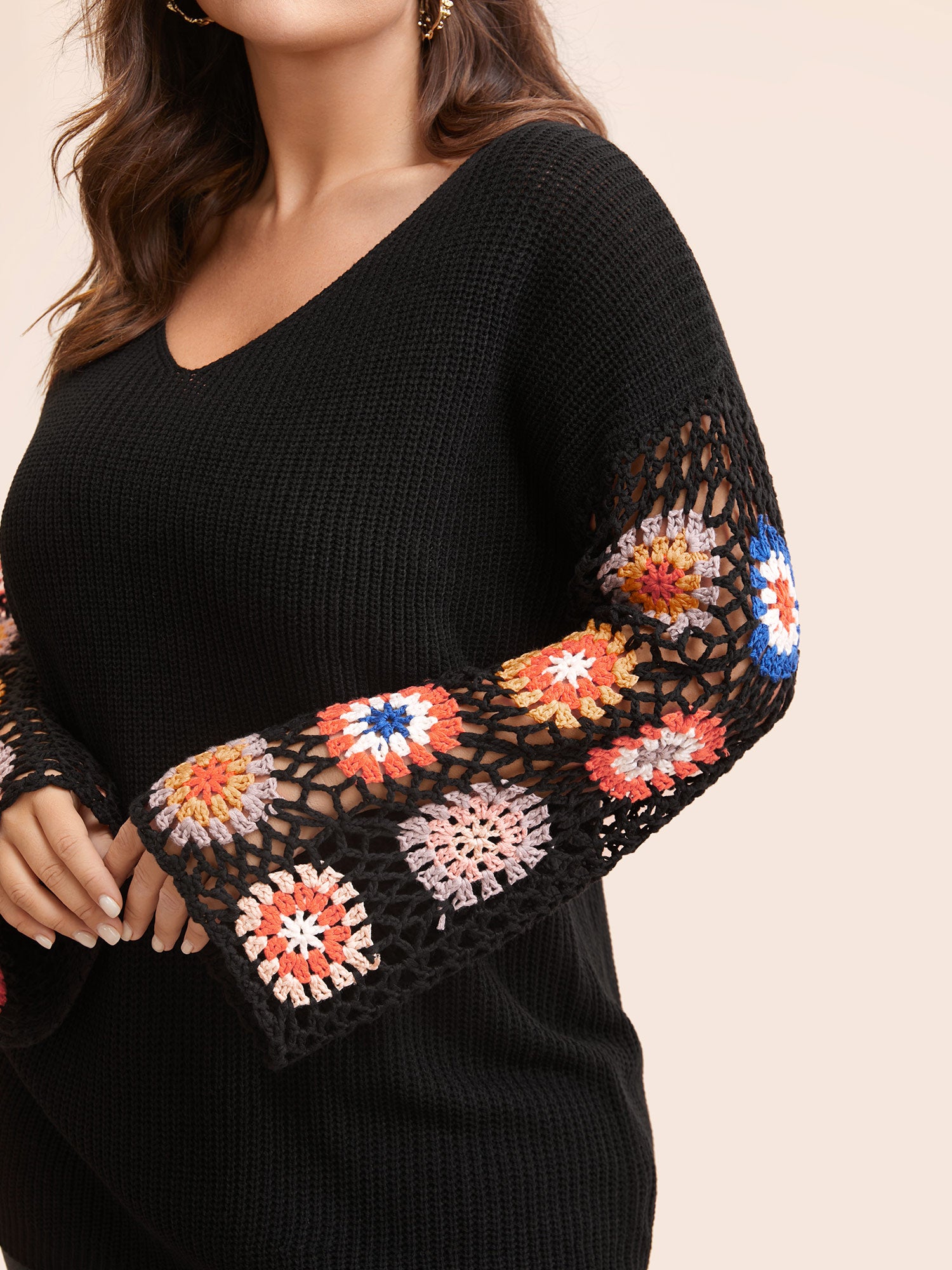 Floral Embroidered Hollow Out Pullover