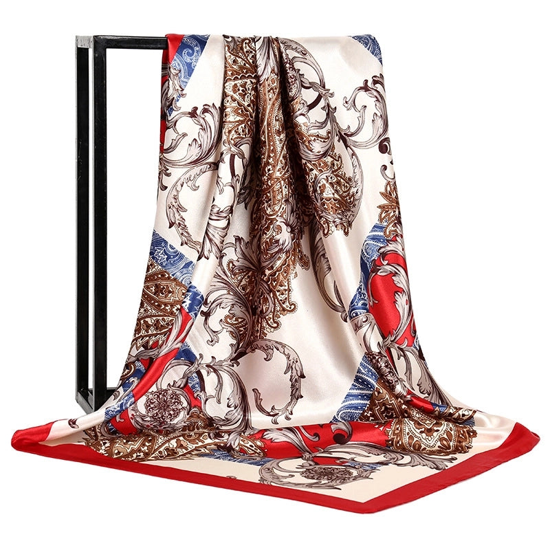 Gaohe Silk Scarf 90cm * 90cm Square Scarf Leopard Print Chain Large Square Scarf Silk Scarf Artificial Silk Scarf For Women