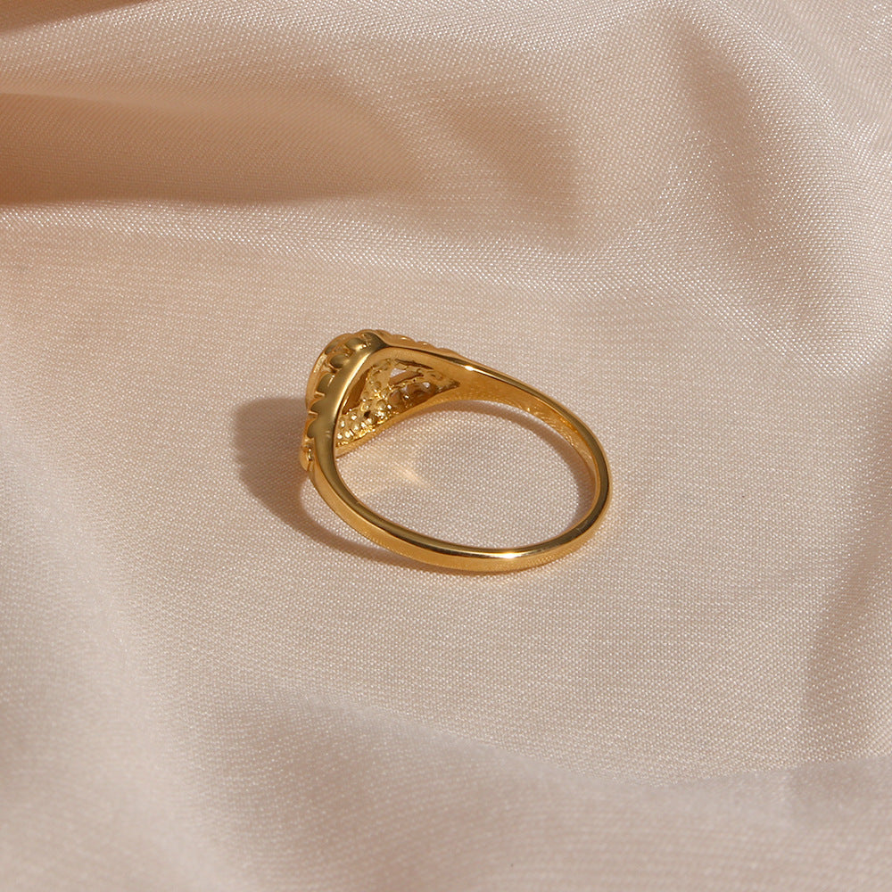 Minimalist Women Circle Geometric Stainless Steel 18K Gold Plated Rings