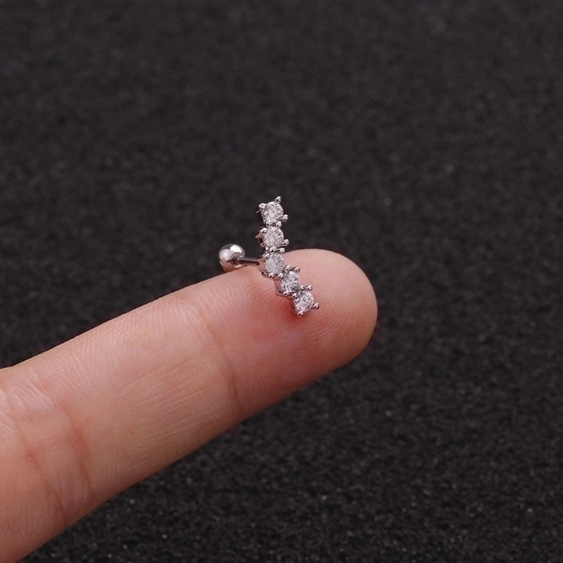 Minimalist Triangle Round Water Droplets Stainless Steel Copper Inlaid Zircon Ear Studs 1 Piece
