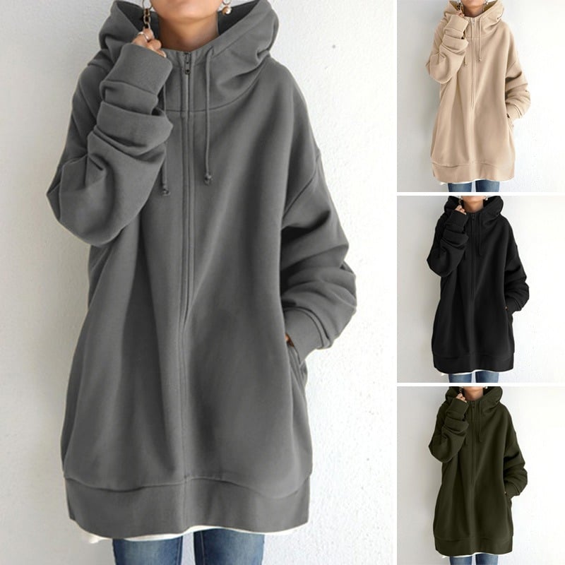 Women's Autumn/Winter Zipper Hooded Sweater