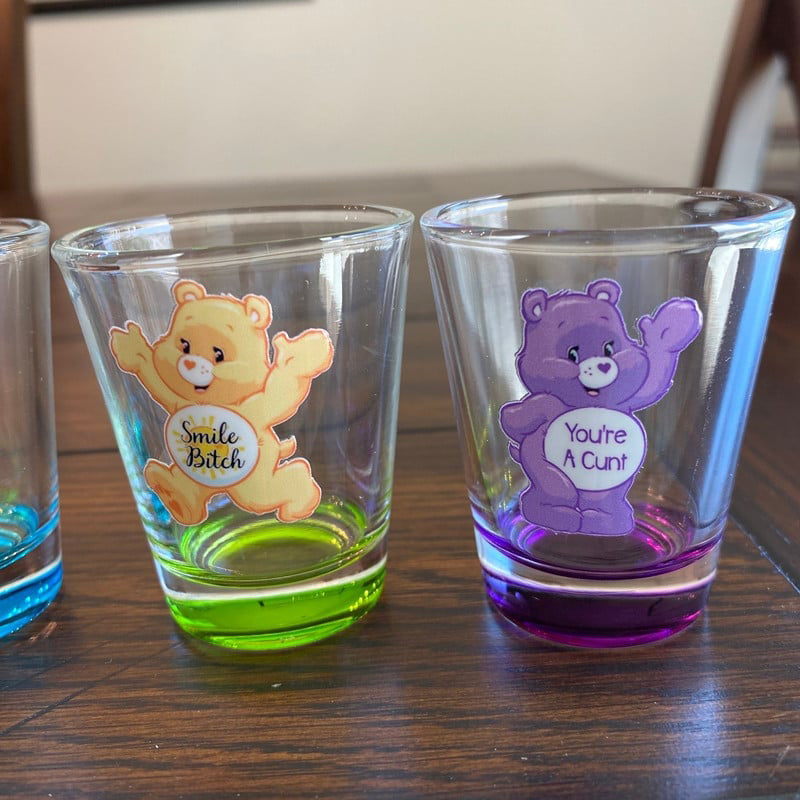 Swear Bears Shot Glasses. 6 Pieces