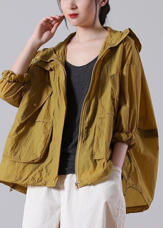 Elegant Yellow Loose UPF 50+ Coat Jacket Hoodie Coat Summer