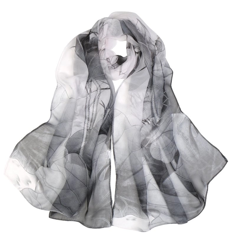 Women's Elegant Flower Georgette Printing Cotton Linen Scarves