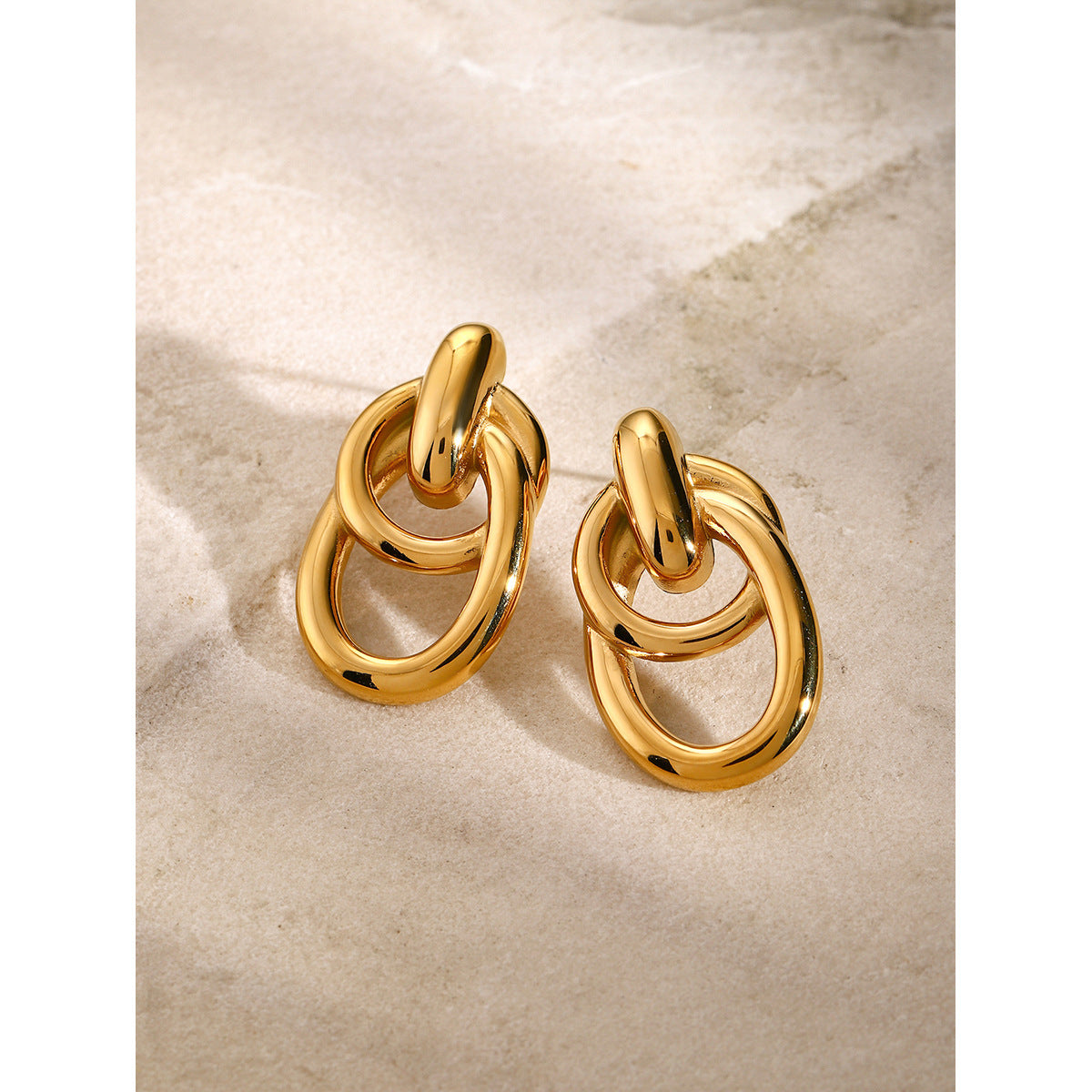 Circle Stainless Steel 18K Gold Plated Earrings
