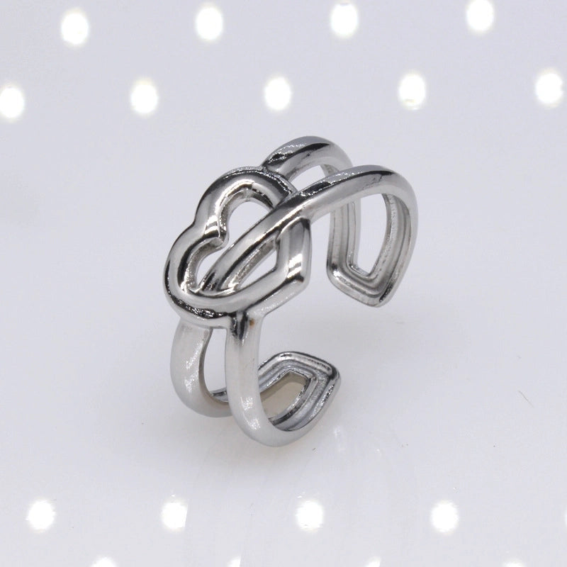 Retro Geometric Eye Solid Color Titanium Steel Plating Rings 1 Piece