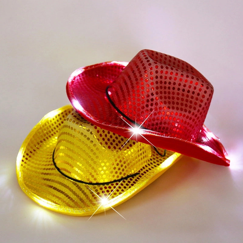 Spring New Sequined Luminous LED Jazz Hat Music Carnival Festival Banquet Party Hat Fashion
