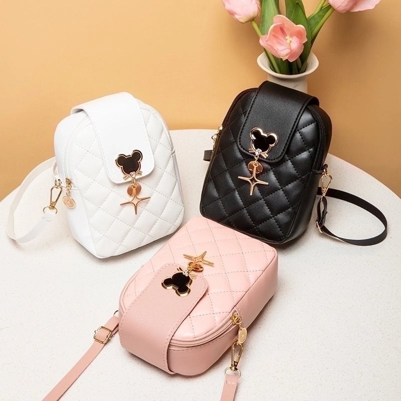 Fashion Solid Color Lingge Square Buckle Crossbody Bag