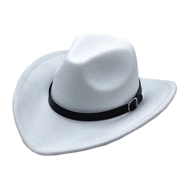 Felt Top Hat Curved Edge Classic Belt Buckle Panama Hat Gentleman Hat Sun Protection Sun Hat One-piece Delivery