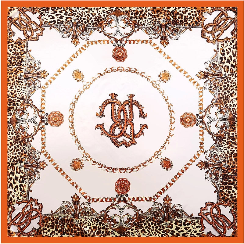 Women's Elegant Classical Lady Printing Satin Silk Scarf