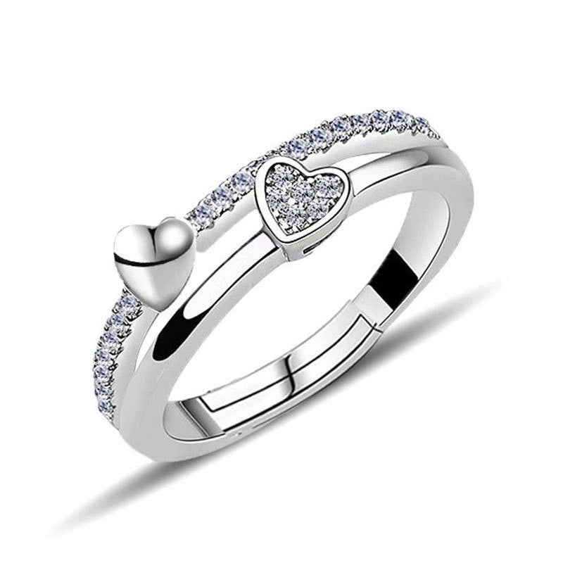 Minimalist Solid Color Copper Plating Inlay Artificial Diamond Rings 1 Piece