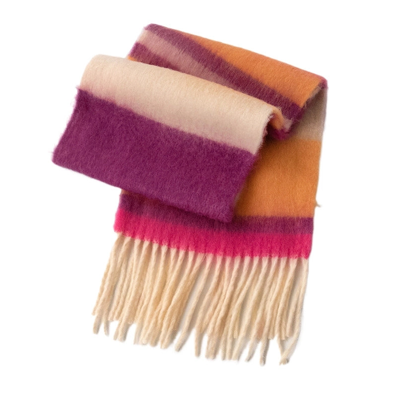 Maillard Plaid Scarf High-Grade Women's Autumn And Winter 2024 New Fluffy Large Brushed Shawl Thickened Warm Fashion