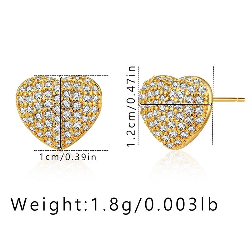 1 Pair Minimalist Geometric Inlay Copper Zircon 18K Gold Plated Ear Studs