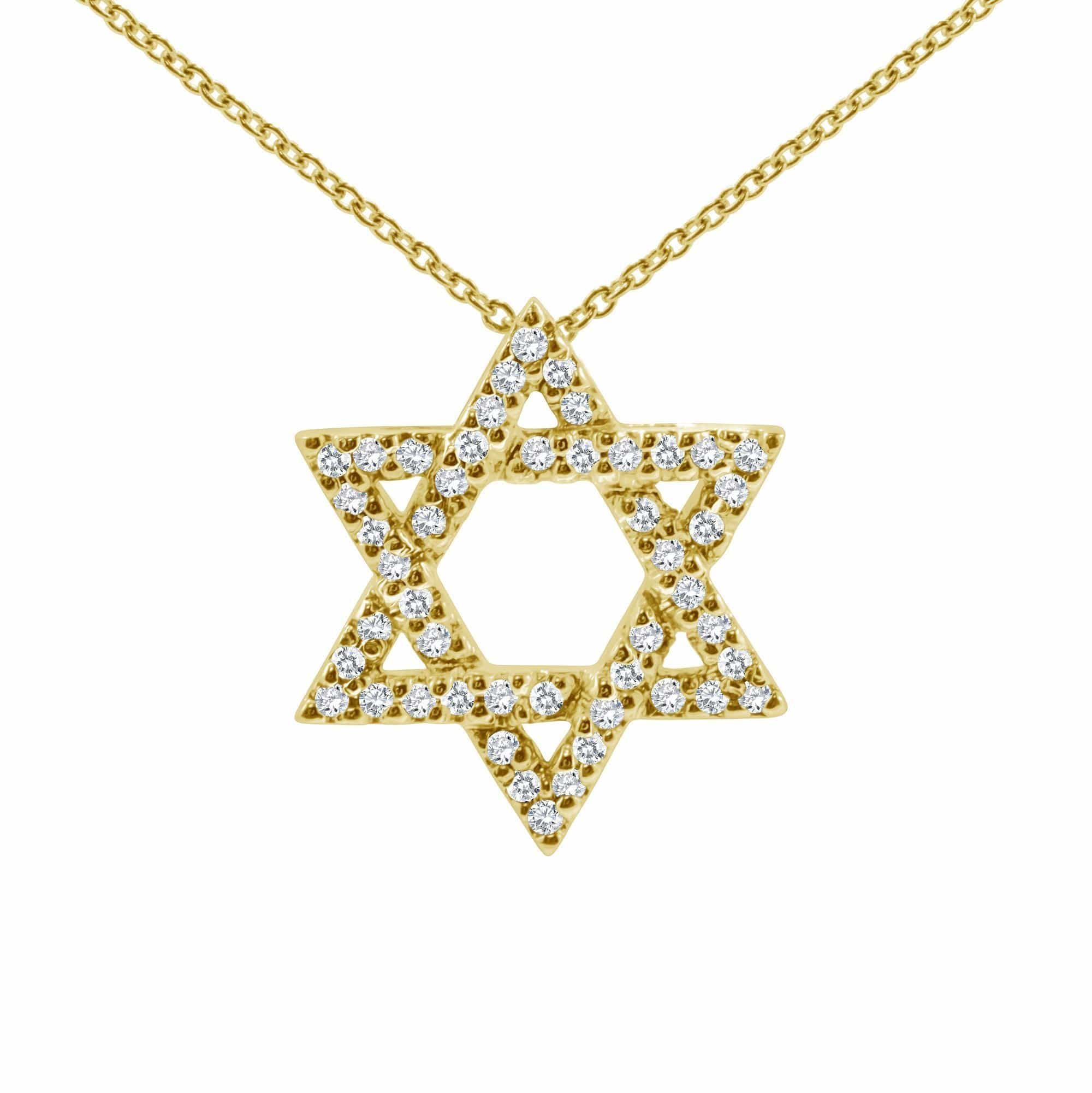 Star of David Sparkling Diamond Necklace in 14k Gold. White Gold or Rose Gold