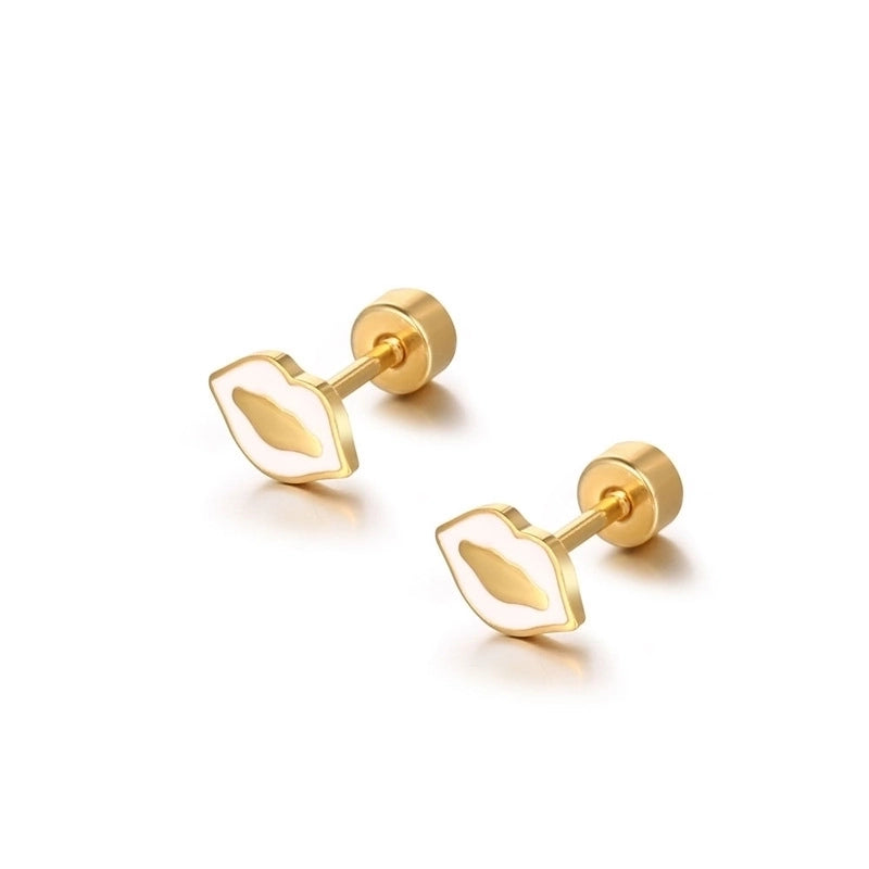 1 Piece Fashion Lips Plating 304 Stainless Steel Ear Studs