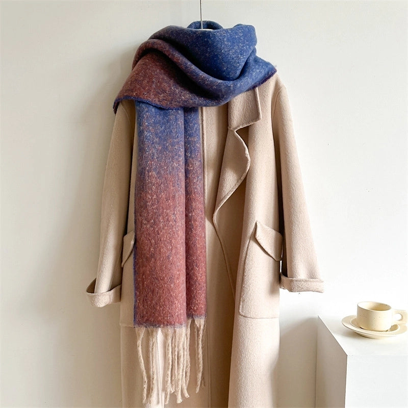Women's Elegant Basic Minimalist Tassel Imitation Cashmere Polyester Scarf
