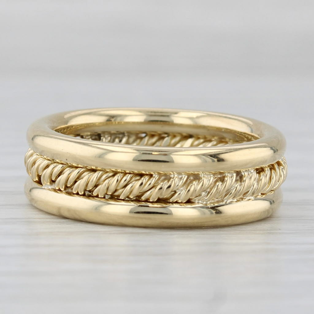 Rope Center Wide Band Ring 18k Yellow Gold Size 6 Wedding Stackable