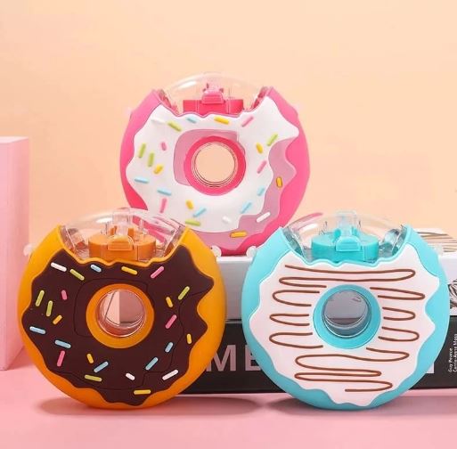 CREATIVE DONUT WATER BOTTLE WITH STRAW CARTOON CUTE DOUGHNUT KETTLE