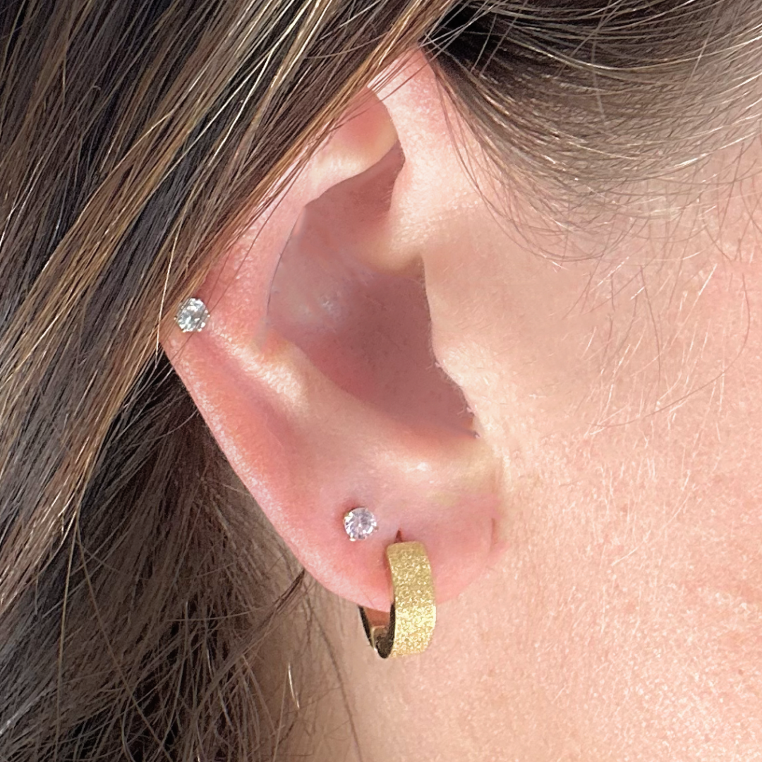 10mm Glitter edged hoops - Gold
