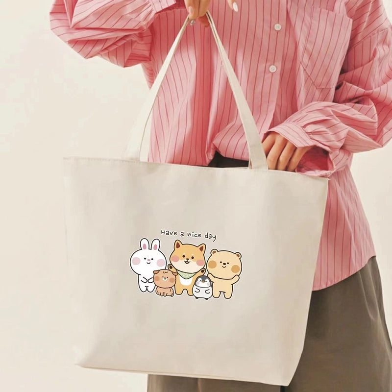 Women's Medium Canvas Letter Classic Style Square Zipper Shoulder Bag