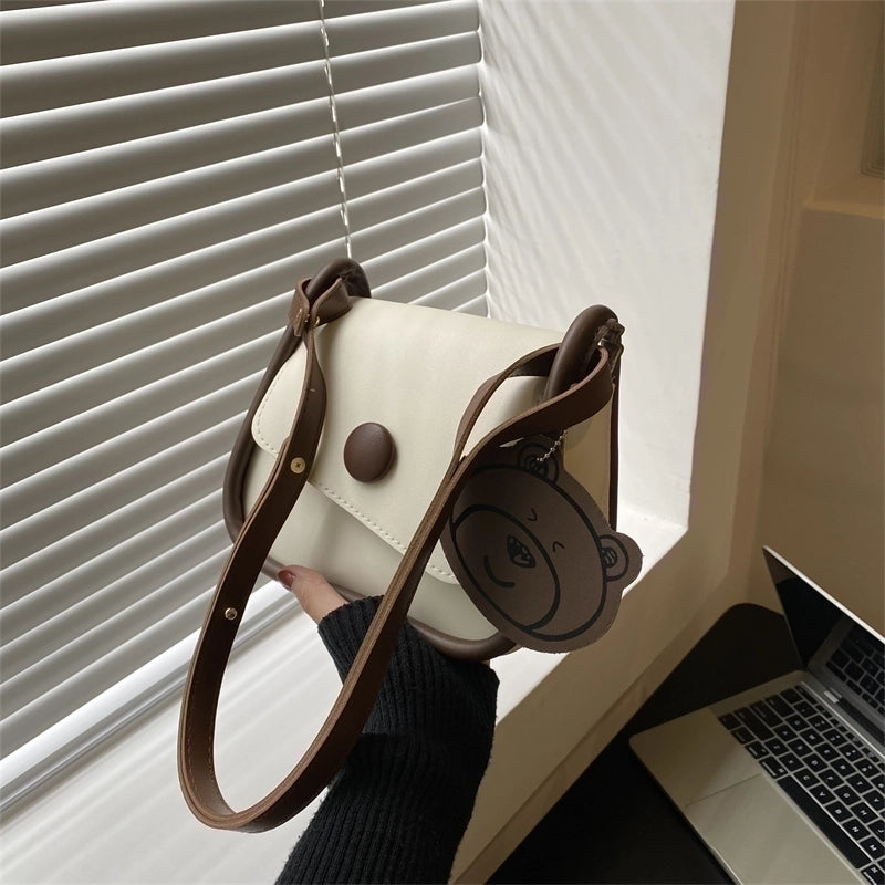 Women's Pu Leather Solid Color Fashion Square Flip Cover Crossbody Bag