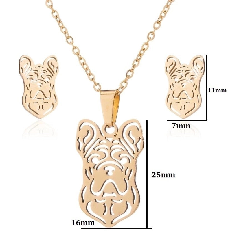 Fashion Geometric 201 Stainless Steel 18K Gold Plated Plating Earrings Necklace