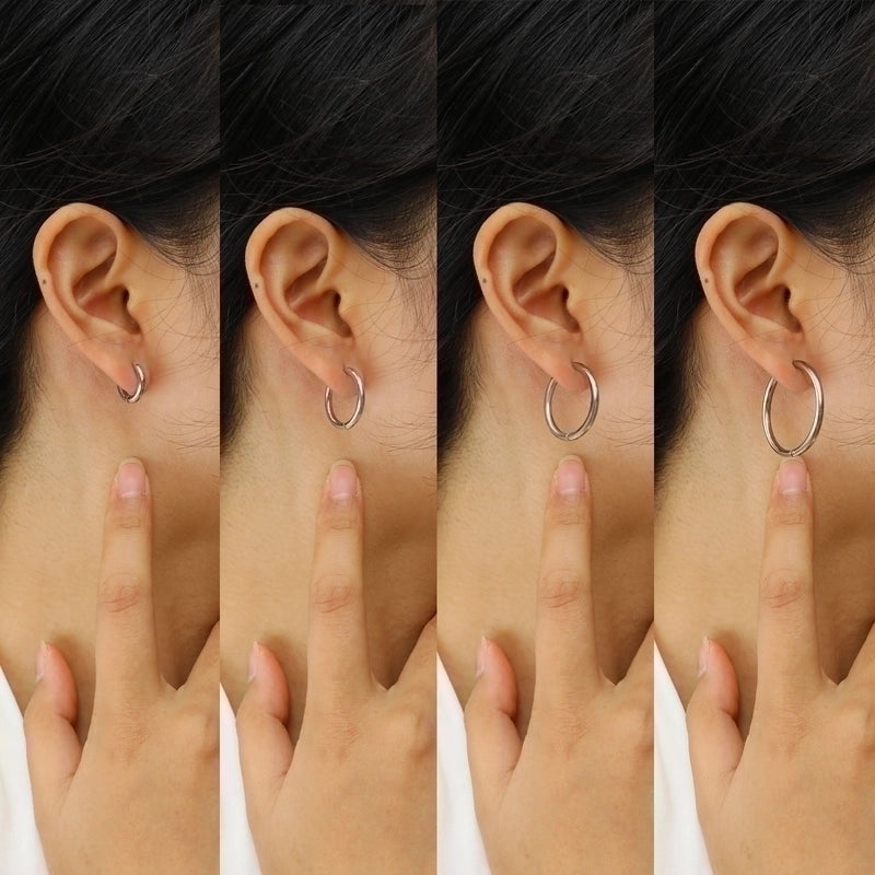 1 Pair Minimalist Solid Color Plating 304 Stainless Steel Hoop Earrings
