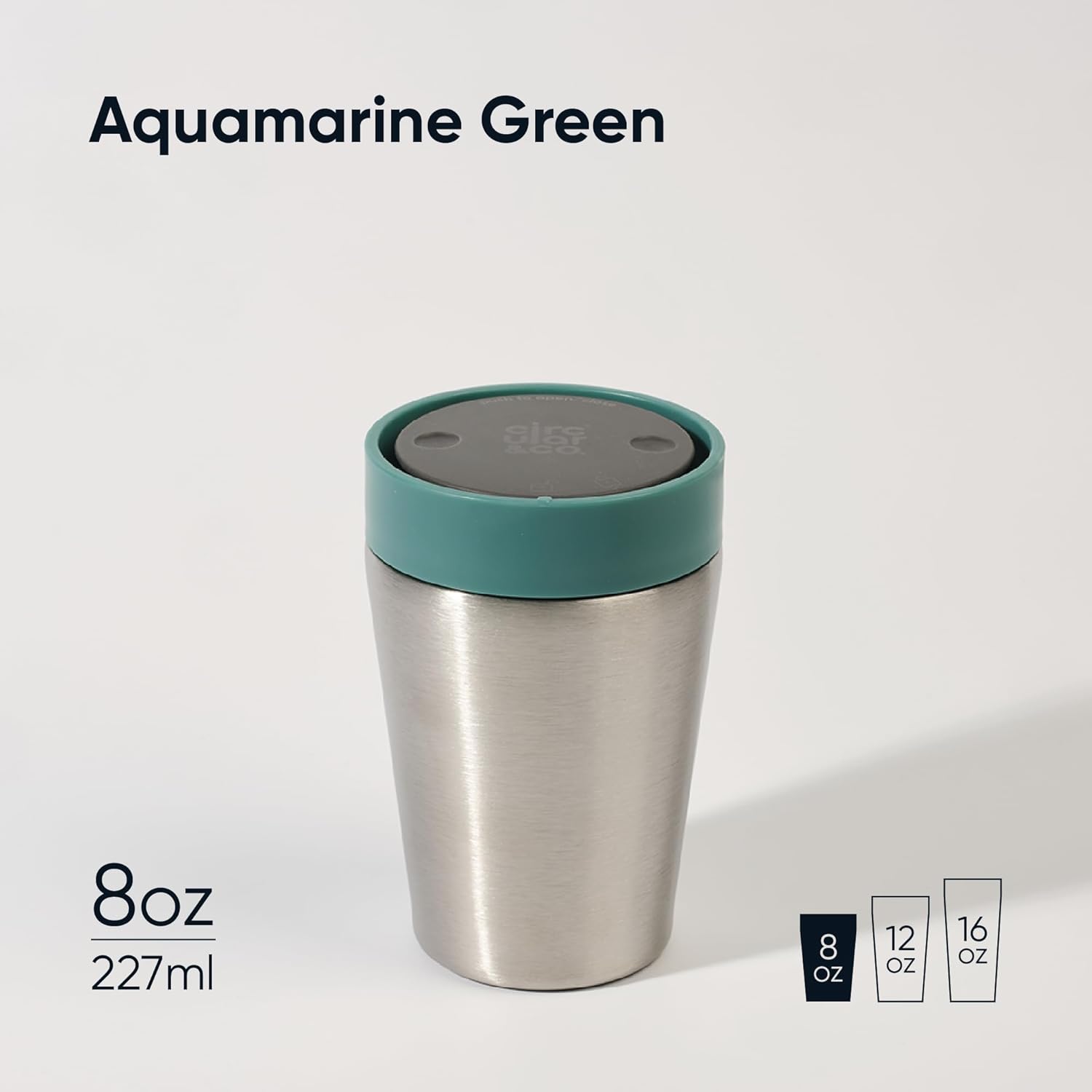 Circular & Co Thermal Stainless Steel Travel Mug - 8oz/227ml - Insulated Reusable Coffee Cup - 100% Leakproof & Lockable - 6 Hours Hot/Cold - Push Top, One Hand Open, 360 Drinking Coffee Tumbler