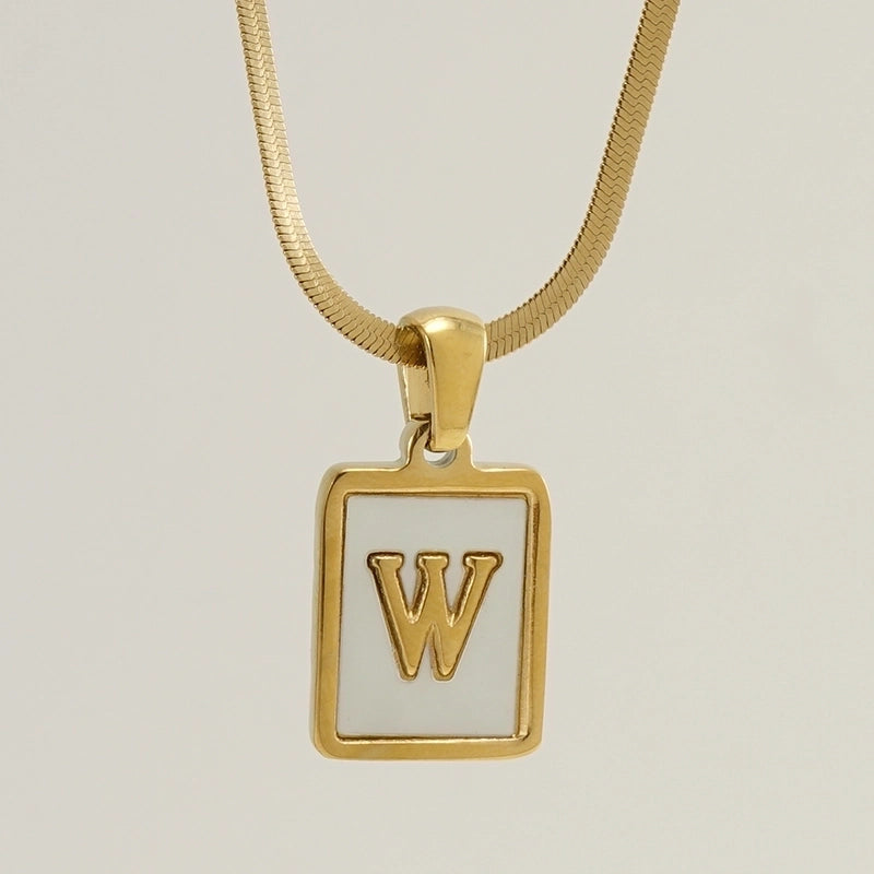Stainless Steel 18K Gold Plated Casual  Plating Inlay Letter Shell Pendant Necklace