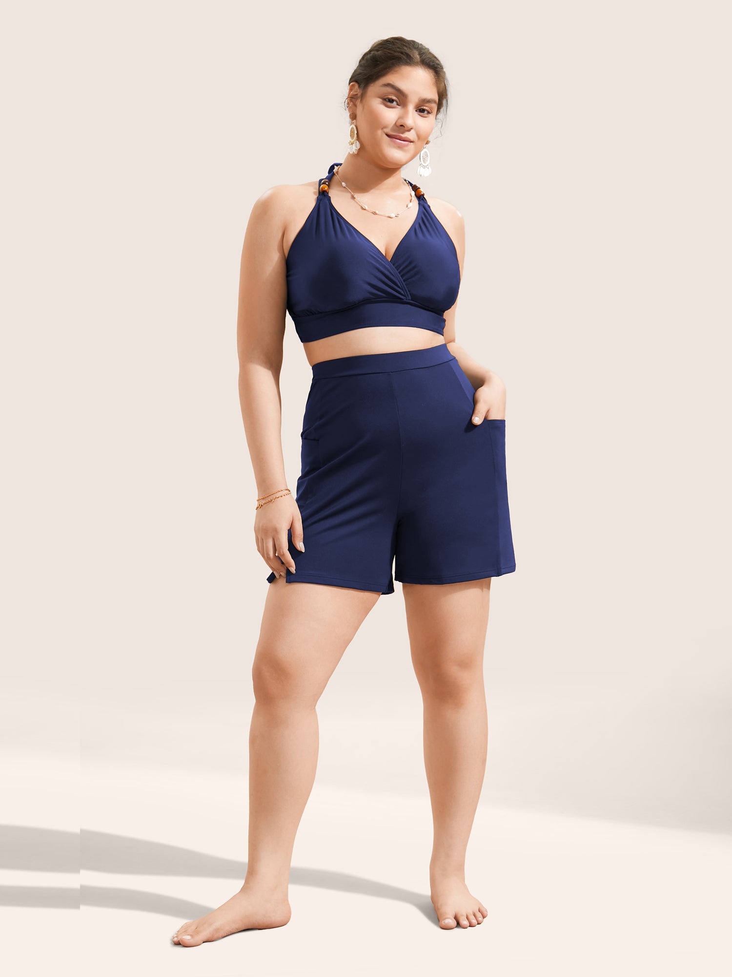 High Rise Pocket Split Side Swim Bottom