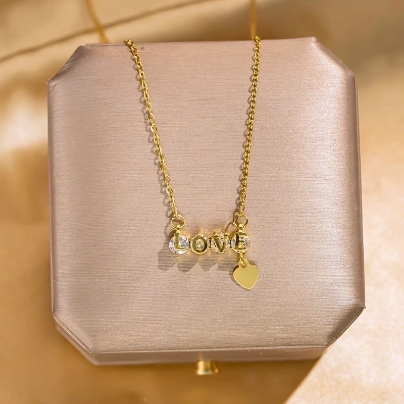 Elegant Lady Streetwear Geometric Flower Butterfly 304 Stainless Steel Acrylic Zircon 18K Gold Plated Inlay Pendant Necklace