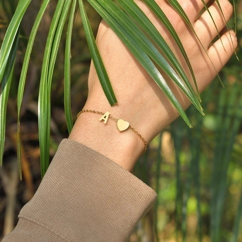 Minimalist Letter Heart Shape 304 Stainless Steel Bracelets In Bulk