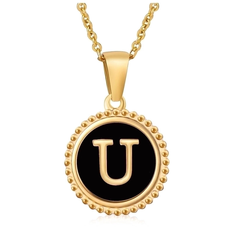 Stainless Steel Fashion Enamel Plating Letter Pendant Necklace