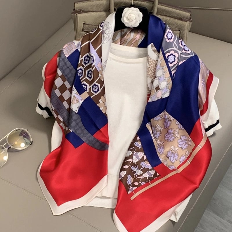 Women's Elegant Minimalist Printing Silk Printing Silk Scarf