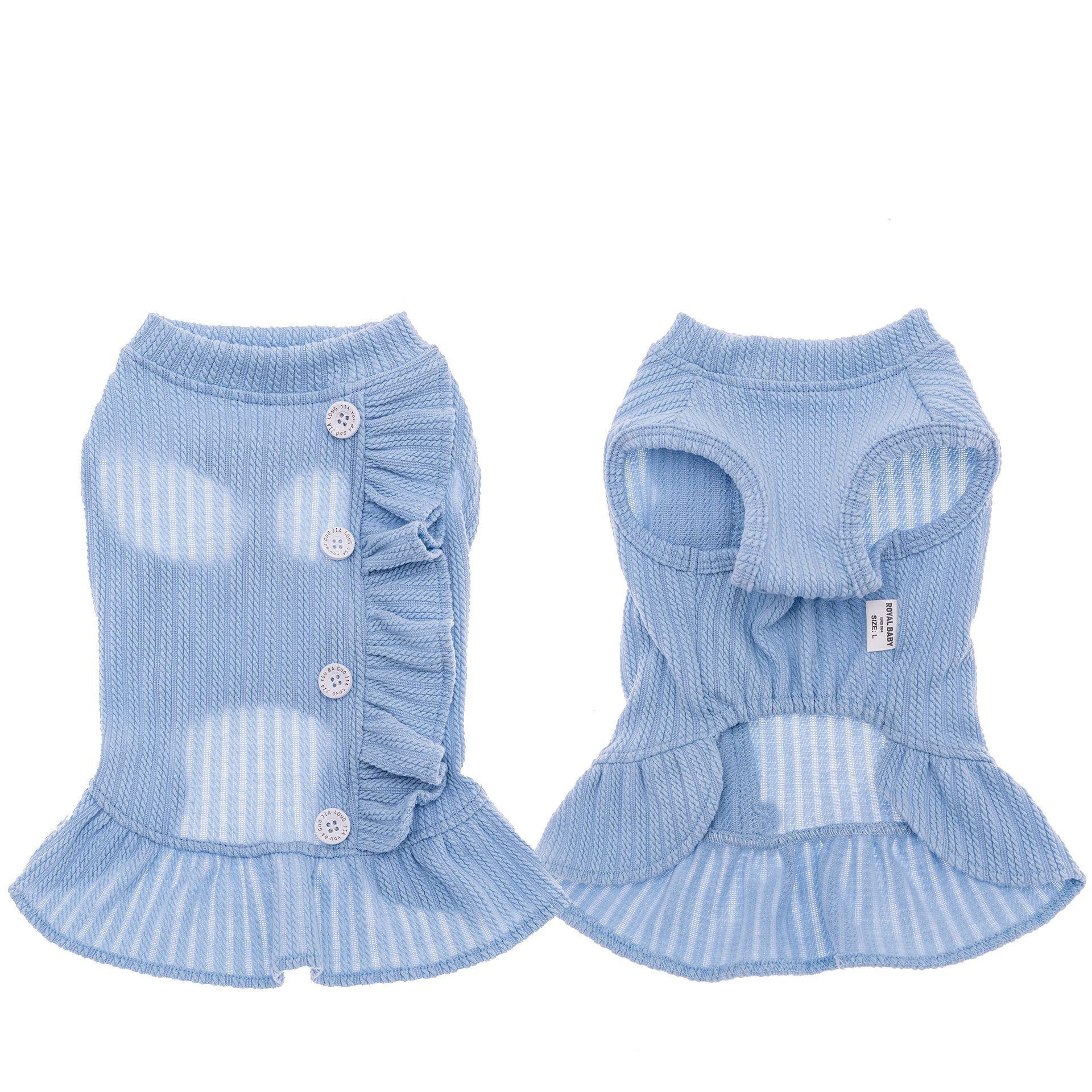 Buttoned Ruffled Knitted Dog Cat Dress