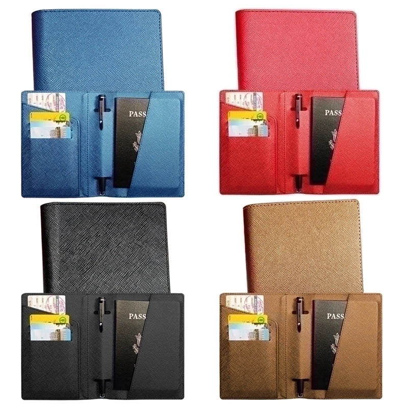 Unisex Classic Style Solid Color Pu Leather Passport Holders