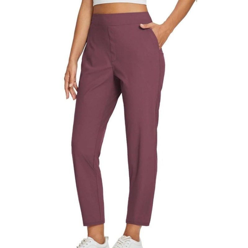 🍃Women's Elastic High-Waist Pants - Secure Pockets, Slim Fit, UK Sizes