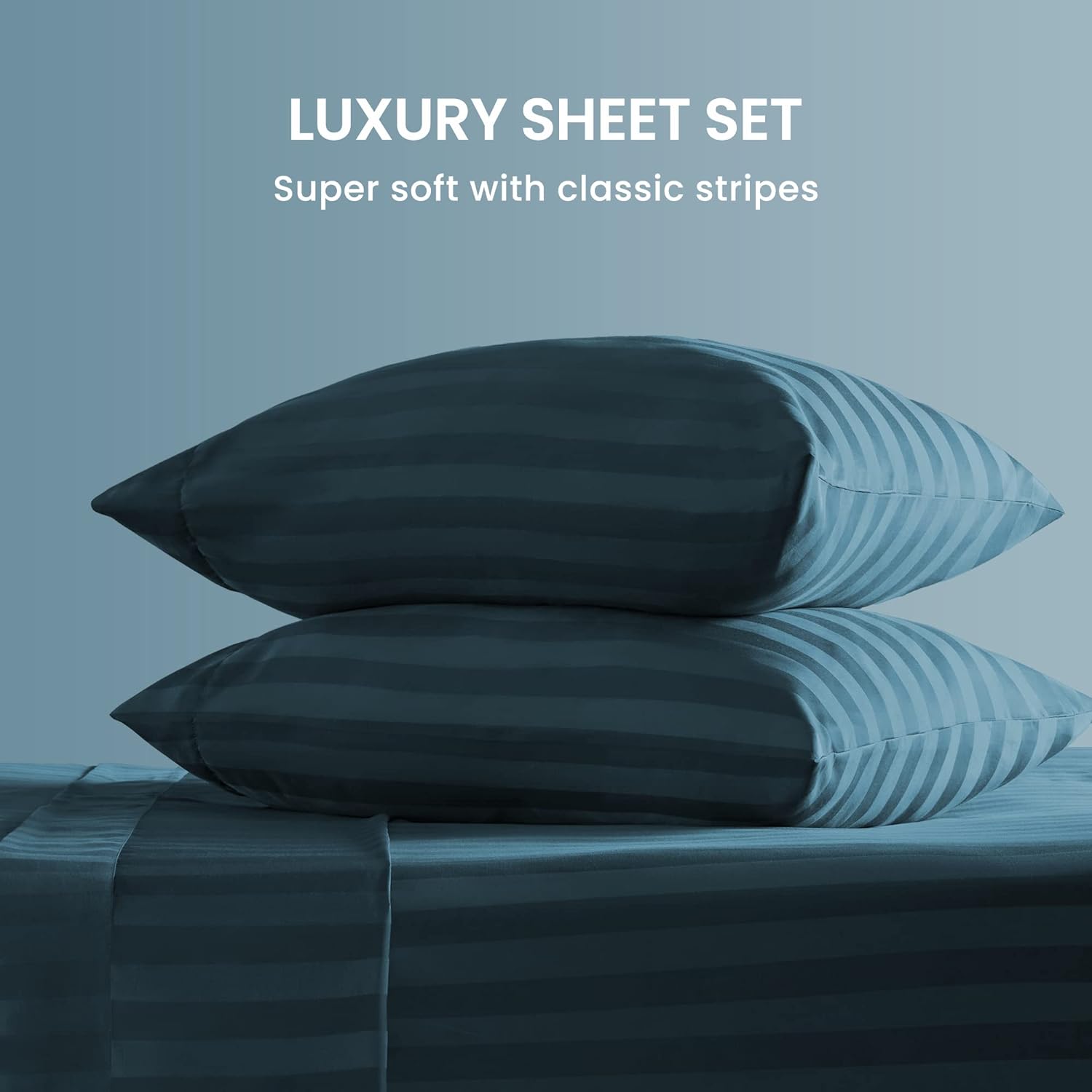 Teal Stripe-Bed Sheet Set