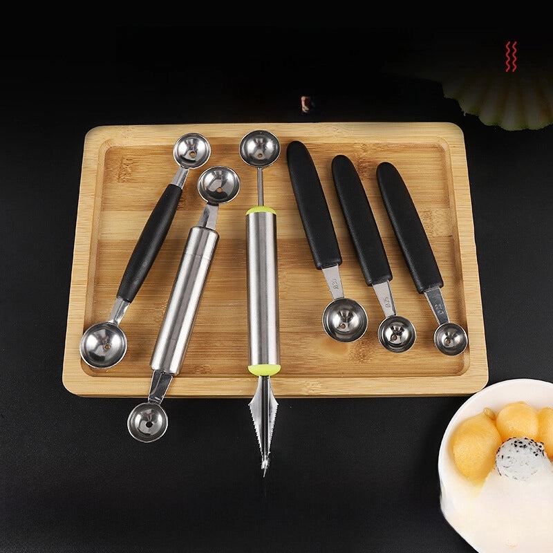 Stainless Steel Ball Digger Fruit Ball Round Spoon Ice Cream Digging Spoon Multifunctional Set Fruit Cutting Split Carved Knife