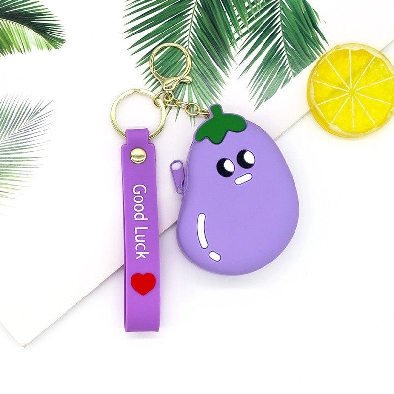Unisex Fruit Silica Gel Zipper Coin Purses