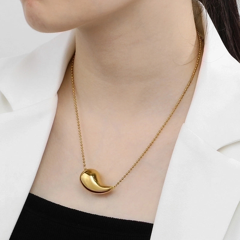 Minimalist Commute Water Droplets Solid Color Stainless Steel 18K Gold Plated Plating Chain Necklace