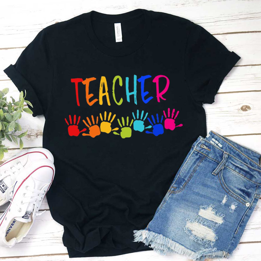 Teacher Colorful Hands  T-Shirt