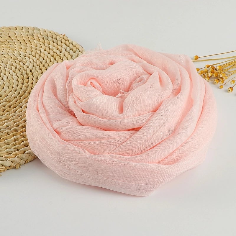 Women's Sweet Solid Color Cotton Silk Scarves
