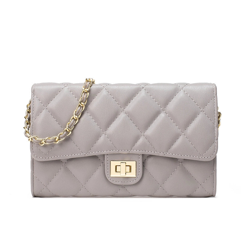 Women's Pu Leather Solid Color Streetwear Square Lock Clasp Shoulder Bag