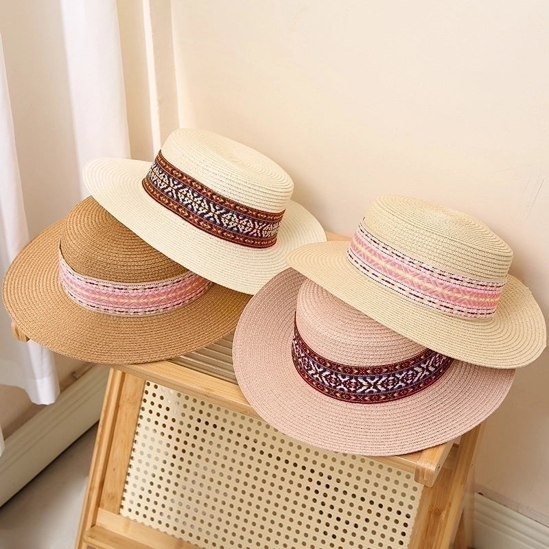 Unisex IG Style Geometric Flat Eaves Straw Hat