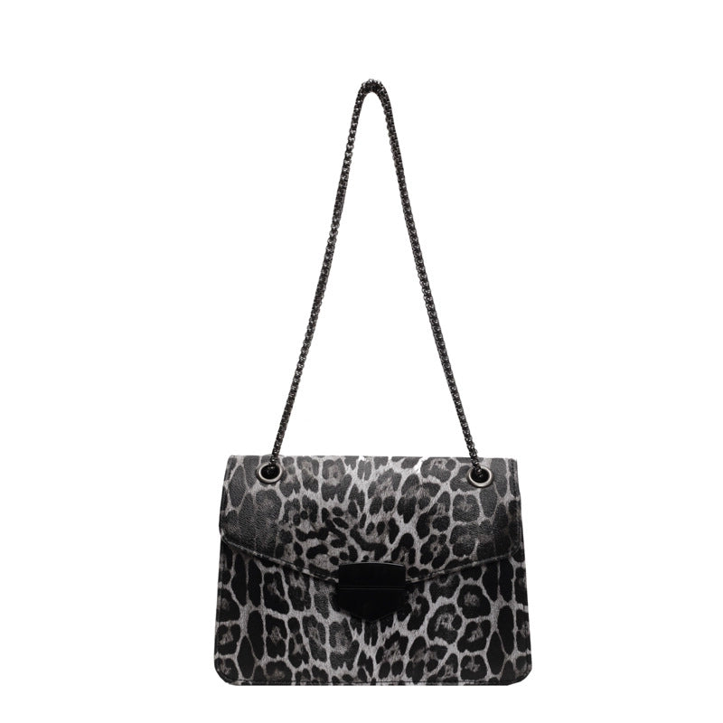 Women's Small Pu Leather Leopard Vintage Style Square Magnetic Buckle Shoulder Bag Crossbody Bag