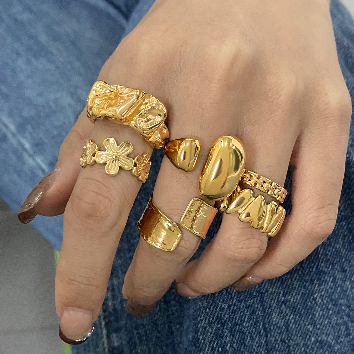 Jie Ding Stainless Steel Retro Love Ring Niche Ring Titanium Steel Bracelet Rings