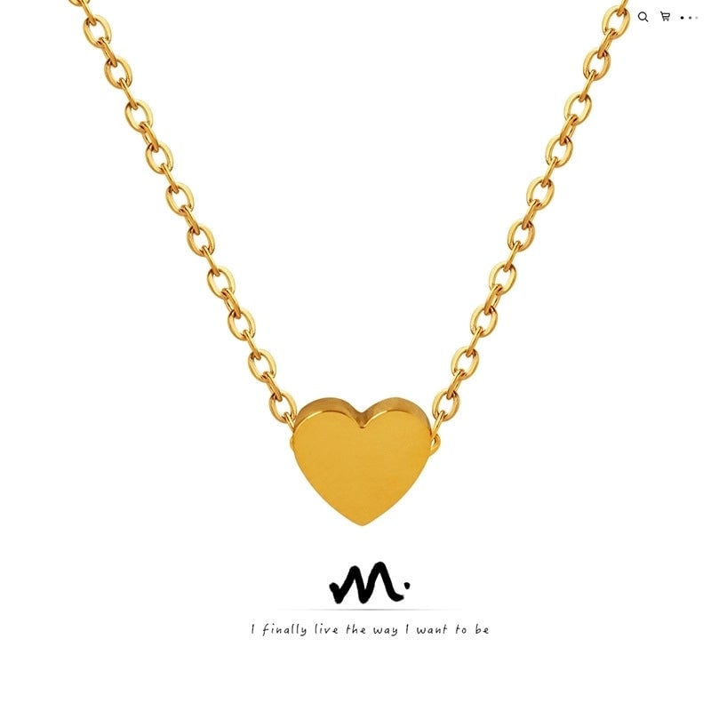 Heart 304 Stainless Steel 18K Gold Plated Plating Necklace