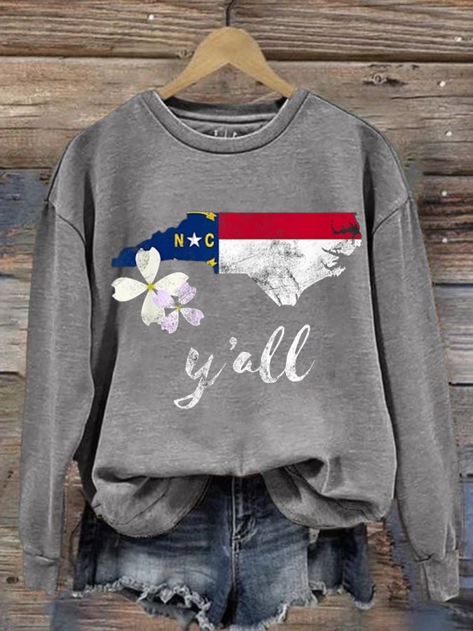 Women's  North Carolina Print Round Neck Sweatshirt