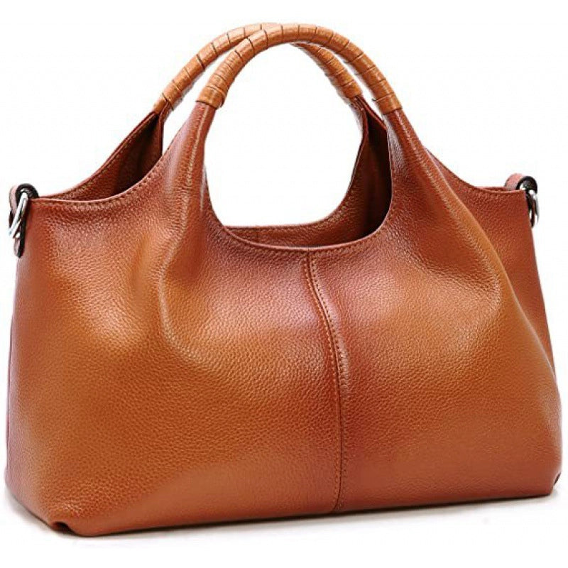 Women's Medium Leather Solid Color Basic Zipper Boston Bag